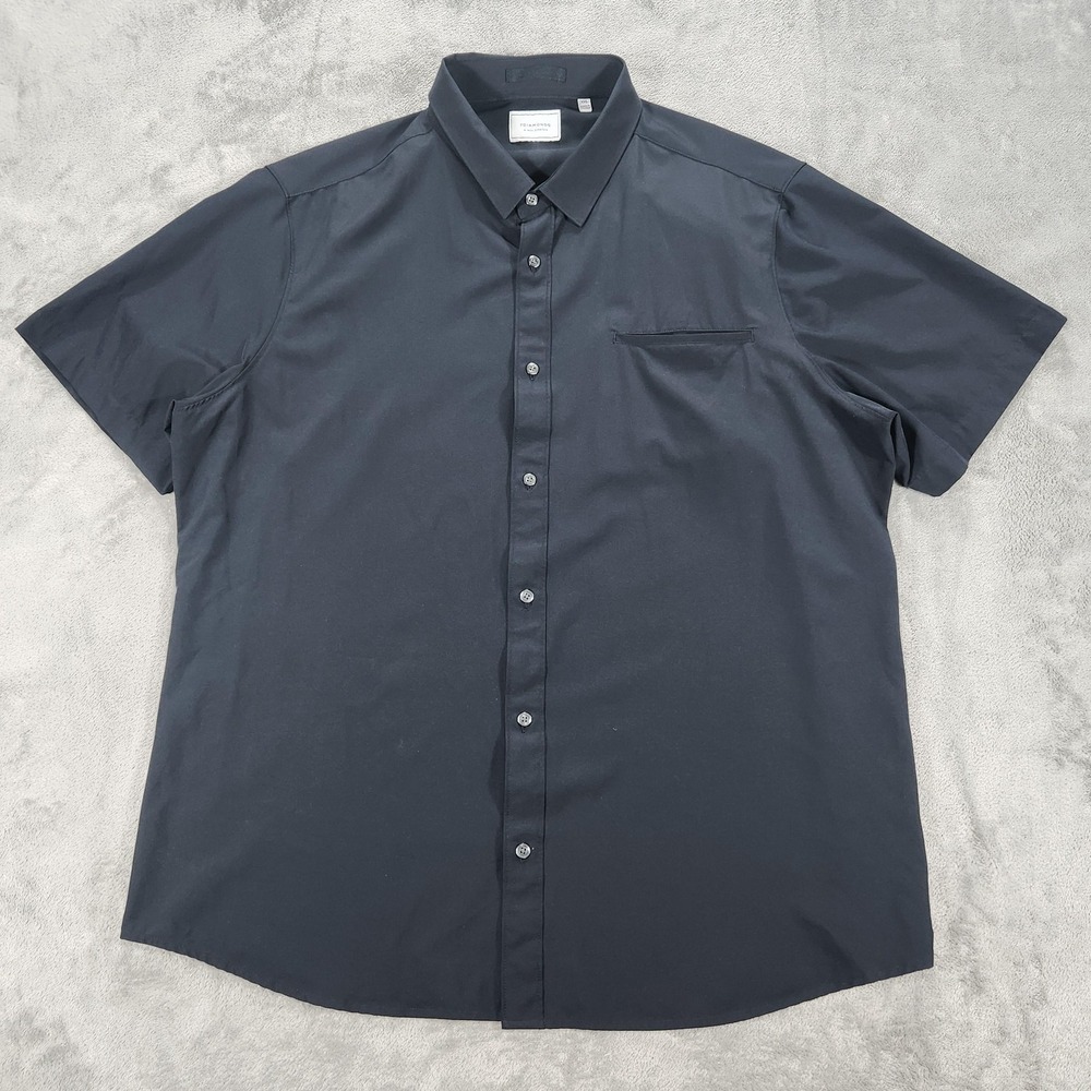7Diamonds Shirt Mens 2XL Black Grant 4-Way Stretch Short Sleeve Button Up Casual